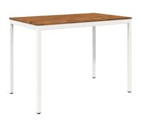 Owoxanthellate Table de bar en bois d'acacia - Blanc - 147 x 88,5 x 105 cm | Table de jardin rectangulaire d'extérieur en acacia et acier pour jardin, balcon ou terrasse avec une construction robuste.