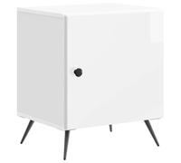 Owoxanthellate Table de chevet blanche brillante, console de chevet moderne avec tiroir et compartiment, table d'appoint en bois pour chambre à coucher et salon, commode 43 x 34,5 x 50 cm