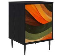 Owoxanthellate Table de chevet BONN aspect chêne noir 36 x 33 x 51 cm | Armoire d'appoint moderne avec porte et compartiment pour chambre à coucher, matériau en bois, pieds surélevés pour une