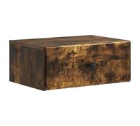 Owoxanthellate Table de chevet murale en chêne fumé - Table de chevet flottante en bois avec tiroir et compartiment - Console murale peu encombrante pour chambre à coucher - 49 x 34,5 x 20 cm