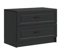 Owoxanthellate Table de chevet noire 62 x 34,5 x 44,5 cm - Console de chevet moderne en bois avec 2 tiroirs et poignées en métal - Table d'appoint vintage pour chambre à coucher