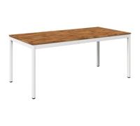 Owoxanthellate Table de jardin en bois d'acacia massif Blanc 147 x 88,5 x | Table de jardin rectangulaire en bois avec pieds en acier robustes pour manger confortablement sur la terrasse