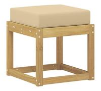 Owoxanthellate Tabouret d'extérieur blanc 43 x 43 x 45 cm, tabouret de jardin en bois d'acacia massif avec coussin de siège, tabouret modulaire pour terrasse et balcon, tabouret d'appoint