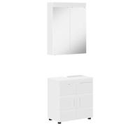 Owoxanthellate TULUM Ensemble de meubles de salle de bain 2 pièces blanc mat - Armoire de salle de bain moderne en bois avec meuble sous lavabo 60 x 34 x 63 cm et miroir de salle de bain pour un