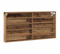 Owoxanthellate Vitrine murale aspect bois vieilli 100 x 8,5 x 50 cm - Petite vitrine suspendue en bois avec 10 étagères, armoire murale moderne pour salon, bureau et couloir