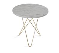 OX Denmarq Mini table d'appoint O Tall Ø50 H50. structure en laiton marbre blanc