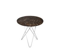 OX Denmarq Table basse Mini O Tall marbre marron. support en acier inoxydable