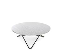 OX Denmarq Table basse O Large marbre de Carrare. support laqué noir
