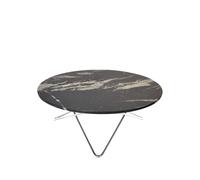 OX Denmarq Table basse O Large marbre marquina mat. support en acier inoxydable