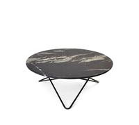OX Denmarq Table basse O Large marbre marquina mat. support laqué noir