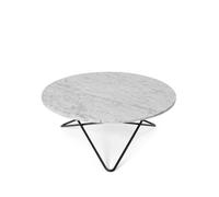 OX Denmarq Table basse O marbre blanc. support laqué noir
