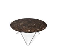 OX Denmarq Table basse O marbre marron. support en acier inoxydable