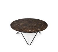 OX Denmarq Table basse O marbre marron. support laqué noir