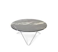 OX Denmarq Table basse O marbre noir. support en acier inoxydable