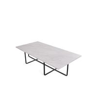 OX Denmarq Table basse rectangulaire Ninety marbre de Carrare. support noir