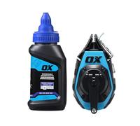 OX Pro Cordeau Traceur de Précision 15 m, Fil Kevlar 0,5 mm, 3:1 | Cordeau traceur 15 m avec fil Kevlar ultra-fin 0,5 mm, rembobinage 3:1, embout caoutchouc et poudre incluse