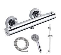 oxen l154234 mitigeur thermostatique paris-flexo, pommeau de et barre, chrome Brillant