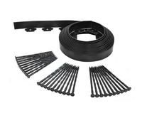 Oxeo Bordurette de Jardin Flexible 10M - Hauteur 5 CM + 30 piquets Noir - Bordure de Gazon Pelouse - Utilisation Facile