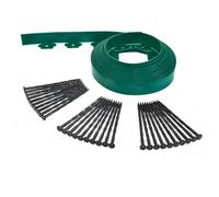 Oxeo Bordurette de Jardin Flexible 10M - Hauteur 5 CM + 30 piquets Verte - Bordure de Gazon Pelouse - Utilisation Facile