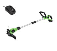 Oxeo Coupe-Bordures Sans Fil 18V Easy Full avec Batterie 2Ah et Chargeur - Diamètre Coupe 23cm - Télescopique - Poignée Réglable - Vert - Alimenté par Pile