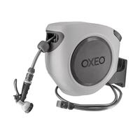 Oxeo - Dévidoir mural automatique 35m - Arrosage enrouleur automatique - Pivotement 180° - Pistolet 8 fonctions - Noir