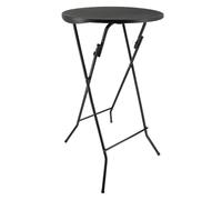 Oxeo Table Mange Debout Pliable diamètre 60cm Hauteur 110cm - Table Haute Pliante de Bar - Plateau résine Structure Acier laquée - 76 - Noir