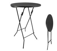 Oxeo Table Mange Debout Pliable - Diamètre 80cm H110cm - Table Haute Pliante de Bar - Plateau résine Structure Acier - 75 - Noir