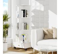 OXFENSEE Bibliotheque Rotative à 360 degrés, bibliothèque tournante avec Roulette, 3 Niveaux, étagère de Rangement pour Enfants et Adultes, étagère multifonctionnelle (3 Niveaux)