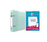 OXFORD 1 Bloc de 30 Fiches Bristol A5 148X210 petits carreaux, avec 1 Classeur A5 bleu