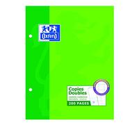 Copies doubles Oxford 17x22cm grands carreaux Seyès 200 pages étui carte vert