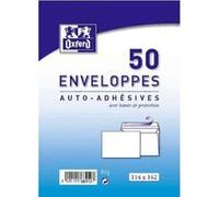 Oxford Enveloppes Auto-adhésives C6 114x162 mm 80 g Blanches sans fenêtre Paquet de 50