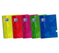 Oxford 400044180 Classic - Lot de 5 cahiers à spirale A5 avec couverture en plastique, 4ème (21,5 x 15,5 cm), Couleurs assorties