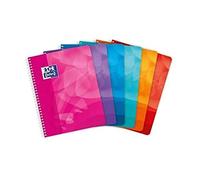 Cahier Oxford Lagoon 17x22cm petits carreaux 5mm 100 pages reliure spirale couverture polypro coloris assortis