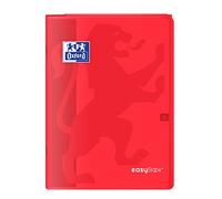 Oxford 400100007 EasyBook Cahier agrafé A4 96 pages 90 g grands carreaux seyès Rouge