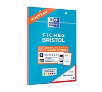 Oxford 400100519 Fiches Bristol, Cadre Rouge, 14,8 x 21 cm