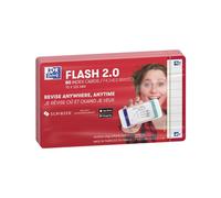 Oxford 400133880 Flash 2.0, 80 Fiches Bristol Flash Cards Ligné Cadre, Rouge, 7,5 x 12,5 cm