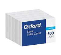 Oxford 40177 Lot de 500 fiches d'indexation vierges des deux côtés, blanc, 5 paquets de 100 cartes emballées sous film rétractable