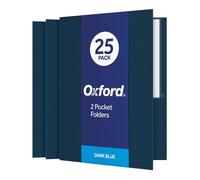 Oxford 57538EE, fardes à double rabats, papier texturé, format A4, bleu foncé, capacité de 100 feuilles, boîte de 25