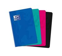 OXFORD Lot de 3 Carnets broché 11 x 17 cm 192 P 90g quadrillé 5x5 coloris aléatoire