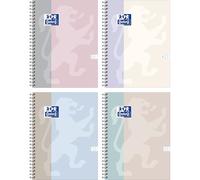 Oxford B-Light Carnet à spirales A5 à carreaux - 80 feuilles, aspect premium Paper+, double spirale, couverture veloutée douce au toucher, design pastel délicat, bloc-notes/classeur à anneaux pour