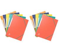 OXFORD Bicolor Recyc+ 5 Pochettes Cartonnées 3 Rabats A4 avec Elastique Couverture Carte Coloris Assortis (Lot de 2)