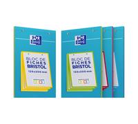 Oxford Bloc 30 fiches Bristol 125 x 200 mm perforées - Quadrillé petits carreaux 5x5 - Assortis