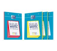 Oxford Bloc 30 fiches Bristol A5 148 x 210mm perforées - Quadrillé petits carreaux 5x5 - Assortis