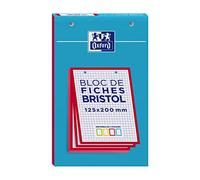 OXFORD Lot de 2 Blocs de 30 fiches bristol 125X200 perforées Q5/5 rouge