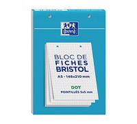 Oxford Bloc Bristol A5 148×210 - 30 fiches perforées - DOT 5 mm - Blanc