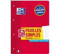 Oxford Bloc de Feuilles Simples A4 Grands carreaux Seyès 150 Pages perforées collées côté Couverture carte