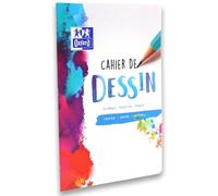 OXFORD Bloc Dessin A4 Réglure Unie Blanche 100 Pages Collées Côté Couverture Colorée
