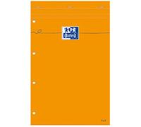 Oxford Bloc de bureau 21 x 31,5 cm - agrafé orange, perforé, ligné 8 mm - 80 feuilles