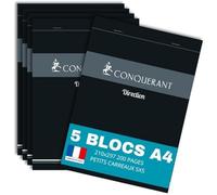 Oxford, bloc-notes, 70 g, 21 x 29 cm, paquet de 5
