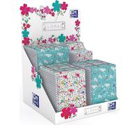 Oxford - Bloc-notes floral et cahier à spirales, formats A5/A6/B5, ligné et quadrillé 5 mm, présentoir de 60 pièces